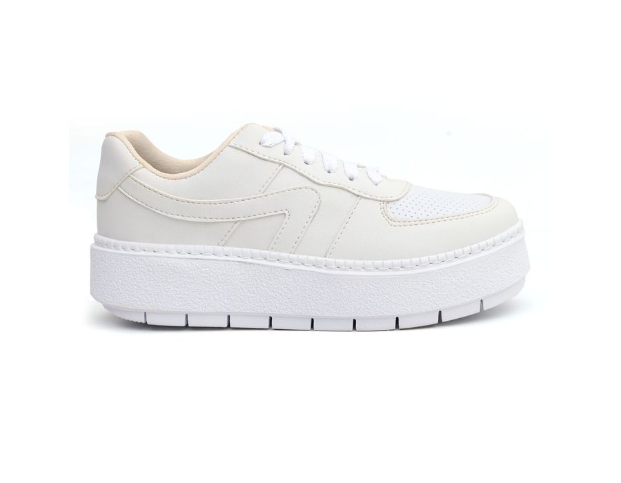 Tênis Casual Flat Form Amarrar Karen Off White