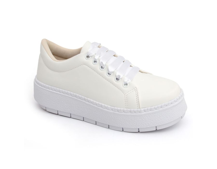 Tênis Casual Flat Form Detalhe Lateral DK Shoes Off White