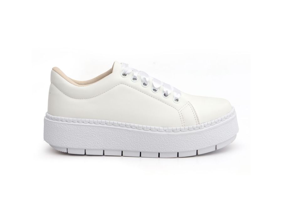 Tênis Casual Flat Form Detalhe Lateral DK Shoes Off White