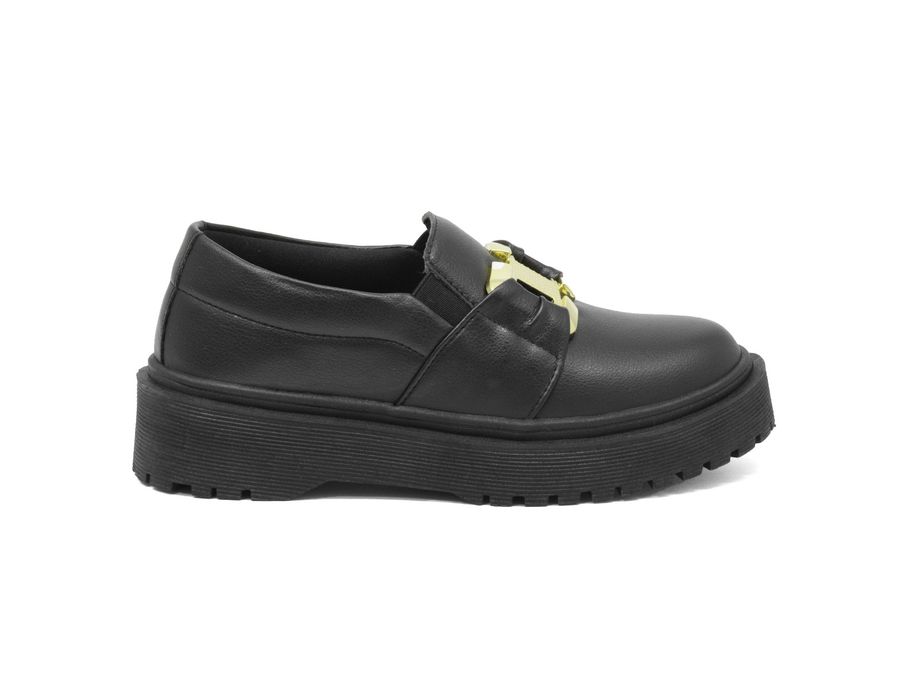 Tênis Slip On Oxford Dk Shoes Preto Detalhe Dourado