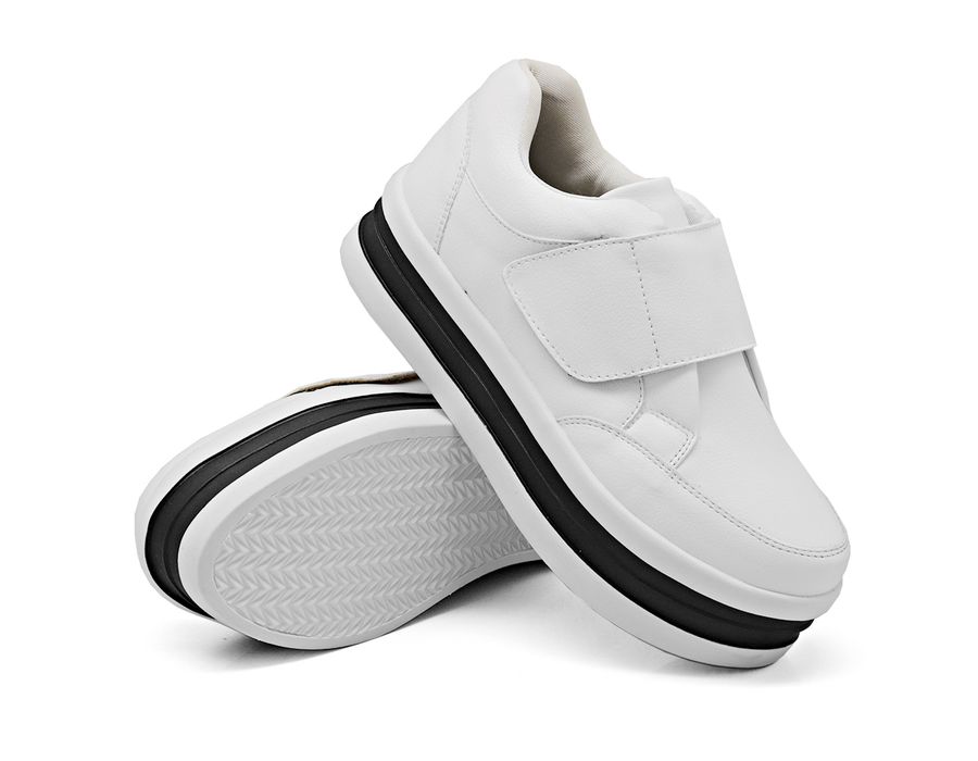 Tênis Slip On Casual Dk shoes Tira Auto Colante Plataforma Branco