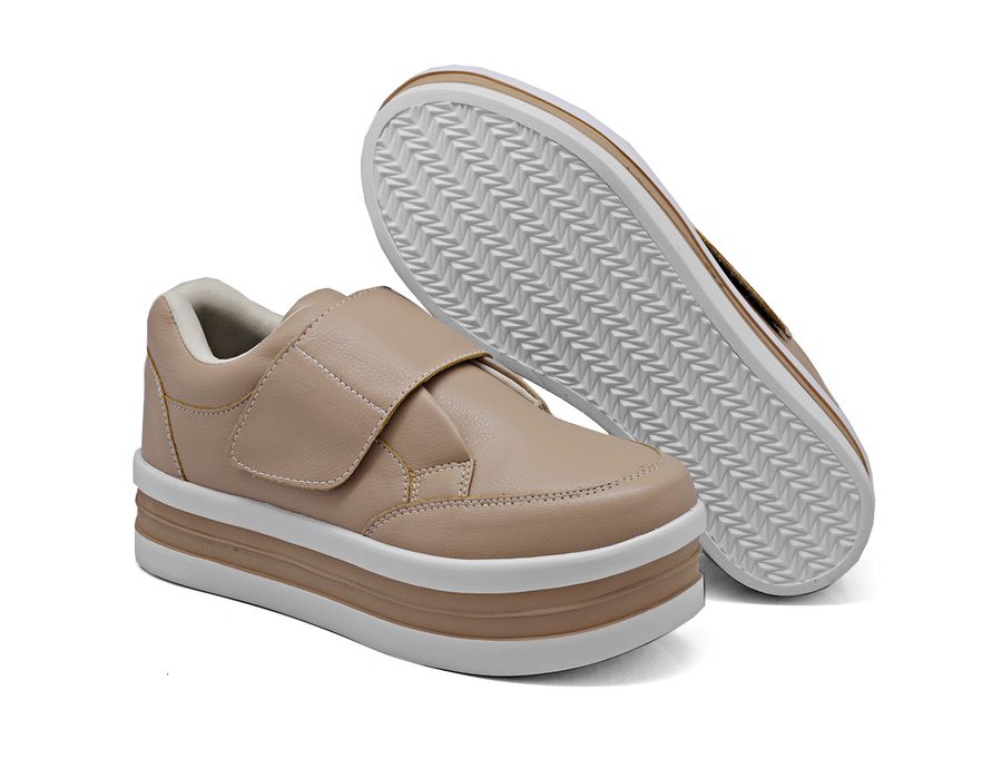 Tênis Slip On Casual Dk shoes Tira Auto Colante Plataforma Rose