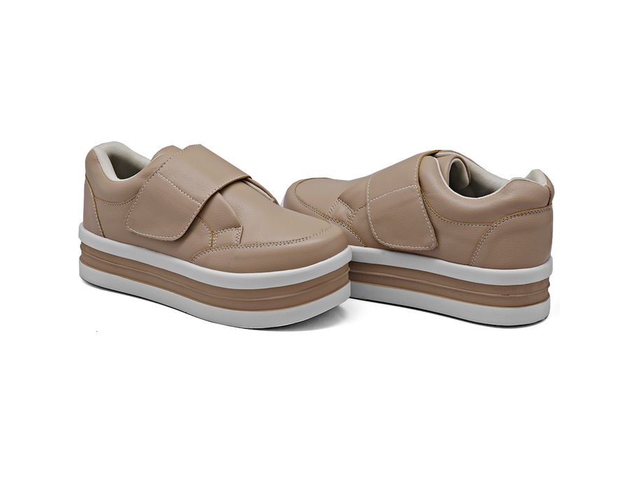 Tênis Slip On Casual Dk shoes Tira Auto Colante Plataforma Rose