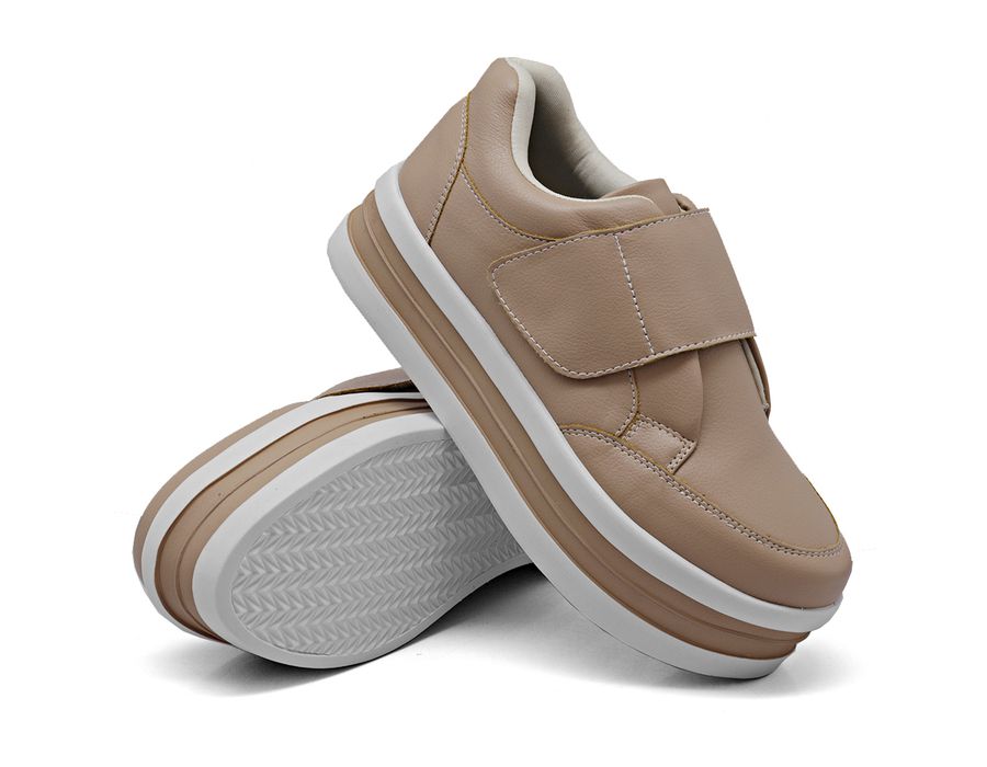 Tênis Slip On Casual Dk shoes Tira Auto Colante Plataforma Rose