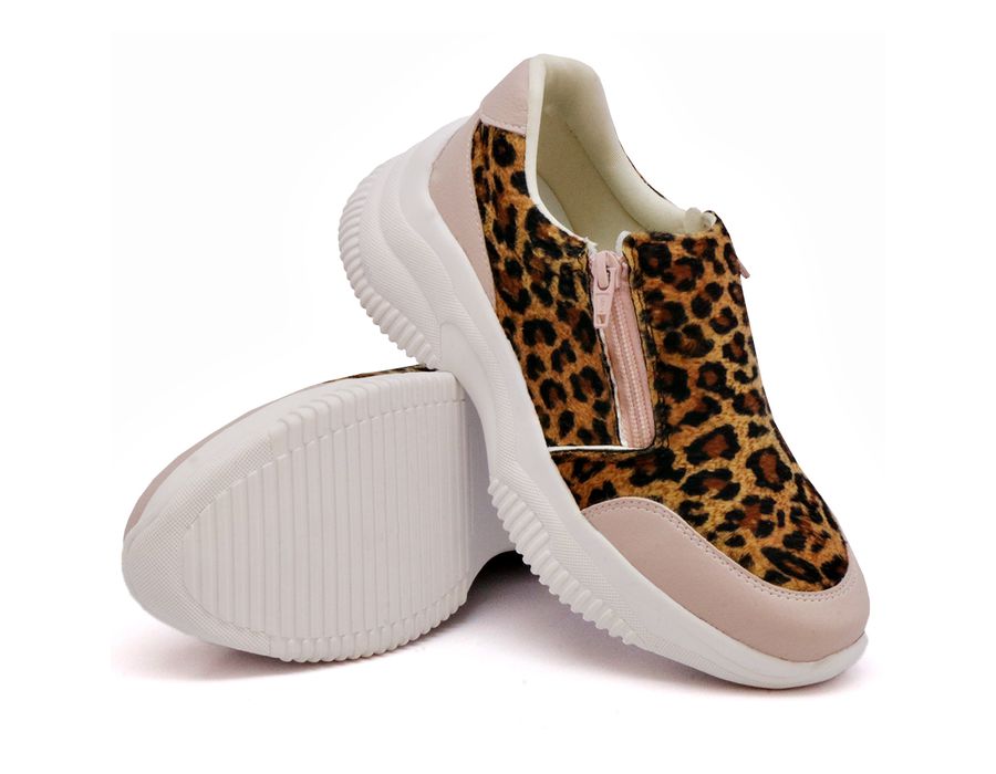 Tênis Slip On Dk shoes Zíperes Cores Chunky Rose Onça