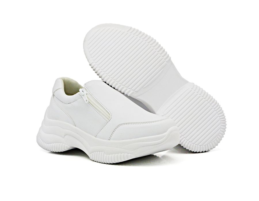 Tênis Chunky Slip On Zíperes Dkshoes Pedrarias Branco