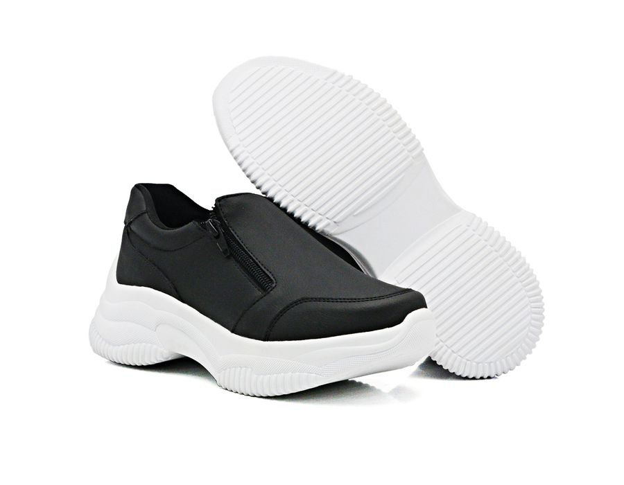 Tênis Chunky Slip On Zíperes Dkshoes Pedrarias Preto