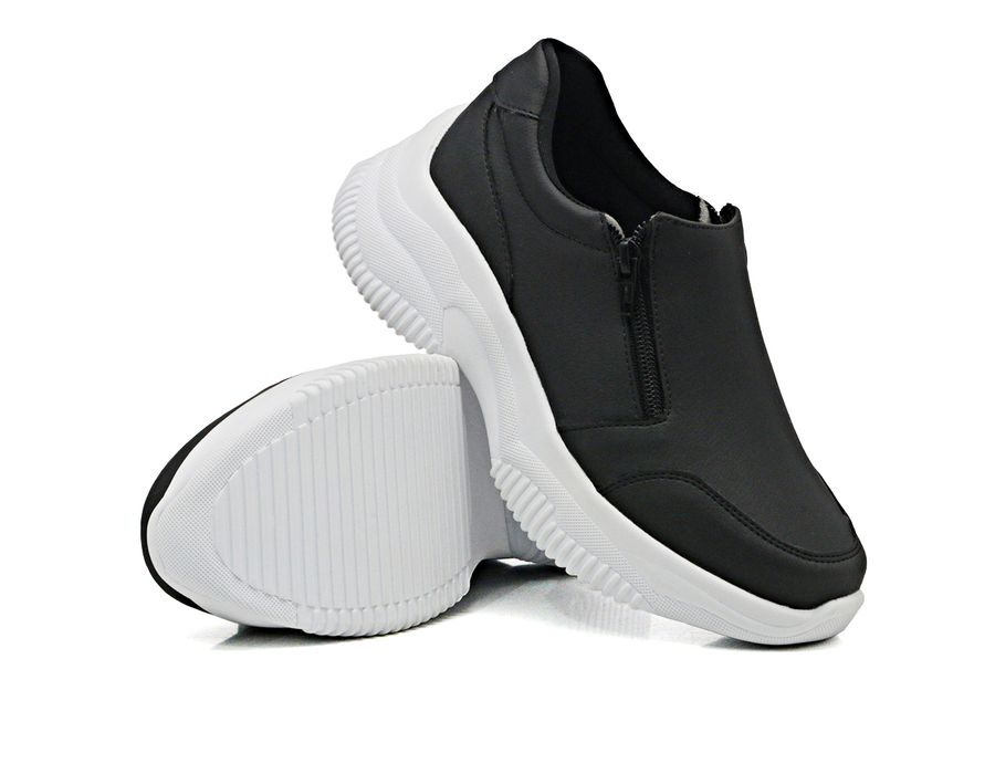 Tênis Chunky Slip On Zíperes Dkshoes Pedrarias Preto