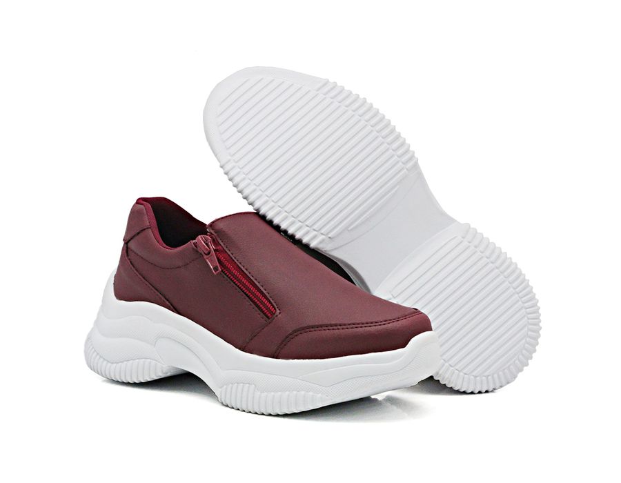 Tênis Chunky Slip On Zíperes Dkshoes Pedrarias Bordo