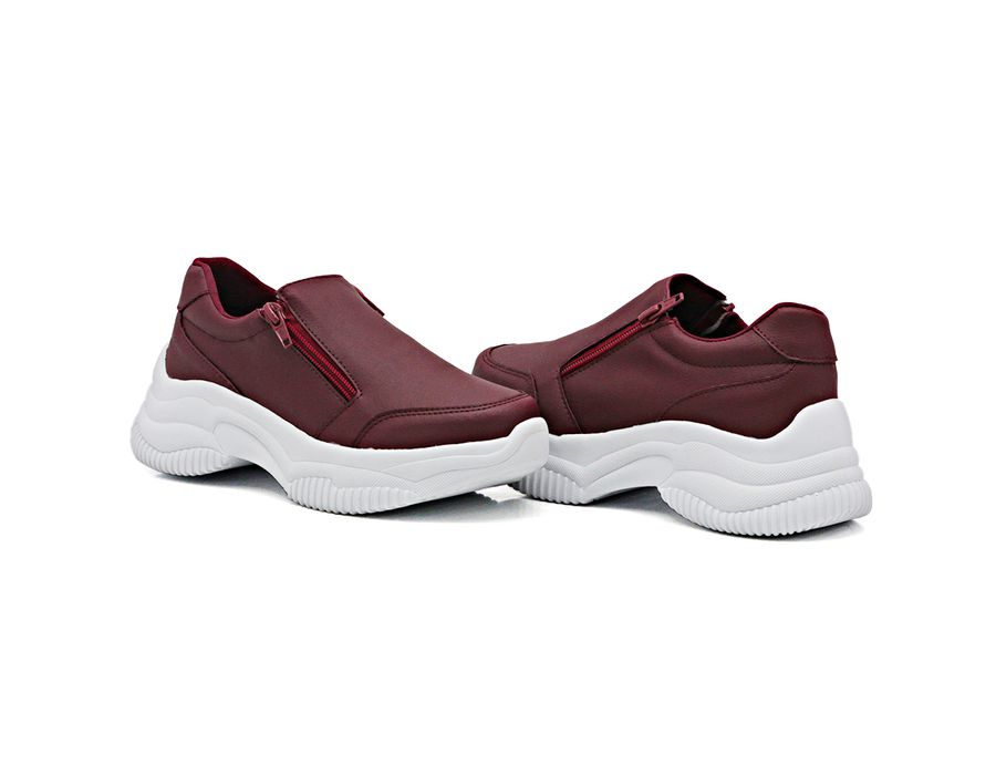 Tênis Chunky Slip On Zíperes Dkshoes Pedrarias Bordo