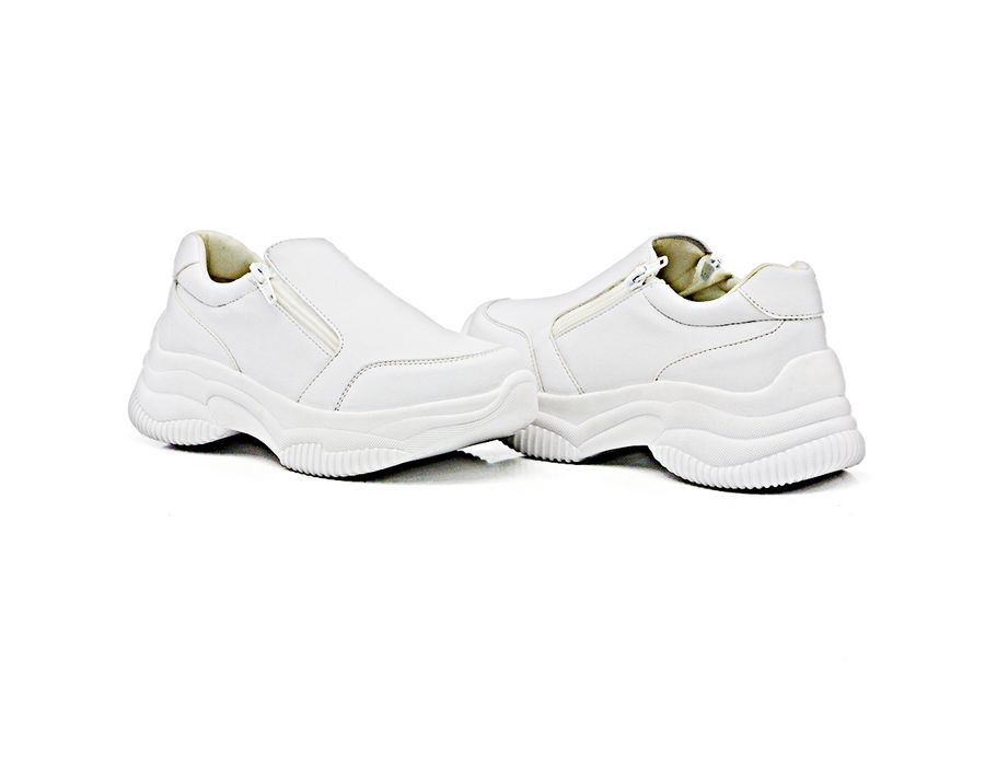 Tênis Chunky Slip On Zíperes Dkshoes Pedrarias Branco