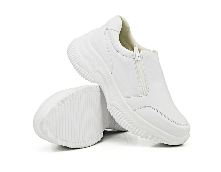 Tênis Chunky Slip On Zíperes Dkshoes Pedrarias Branco