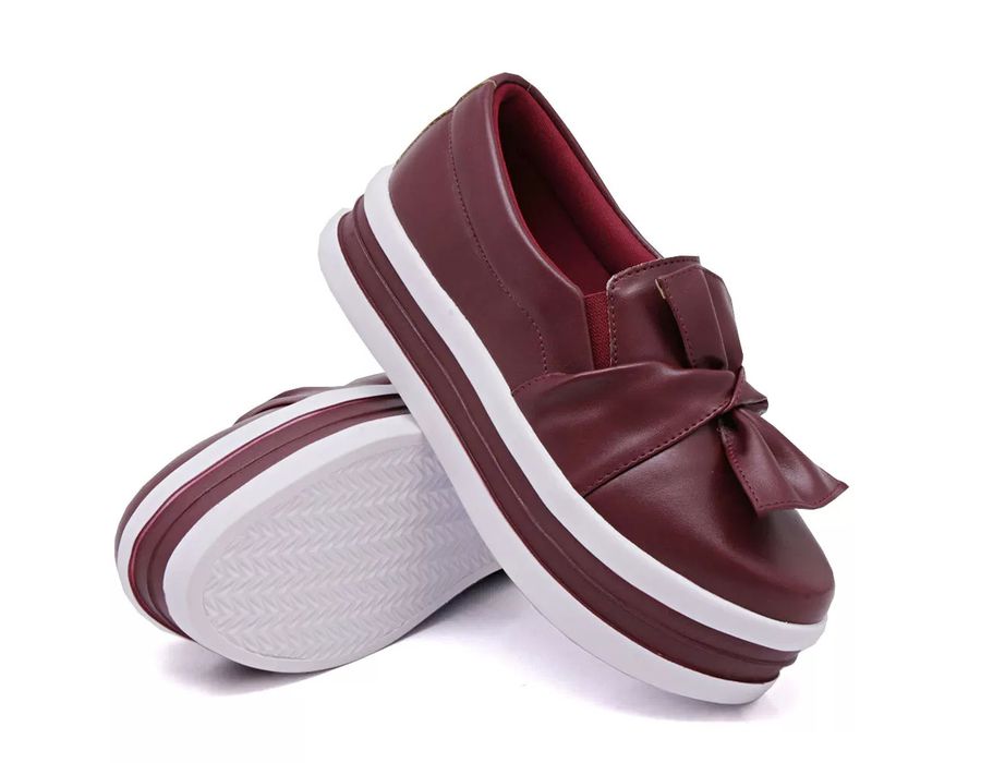 Tênis Dk Shoes Slip On Daya Laço Flat Form bordo