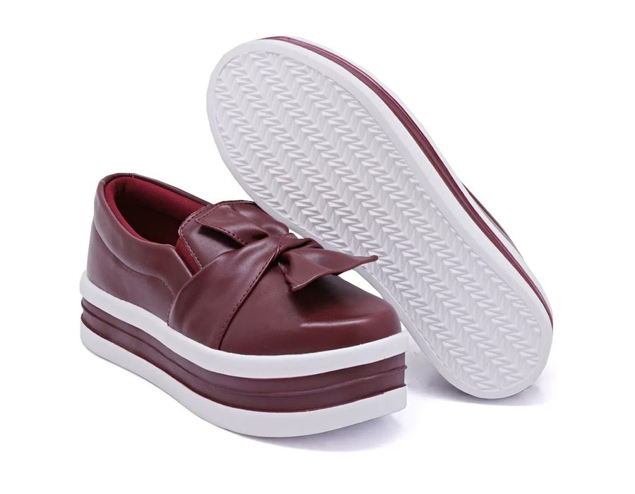 Tênis Dk Shoes Slip On Daya Laço Flat Form bordo