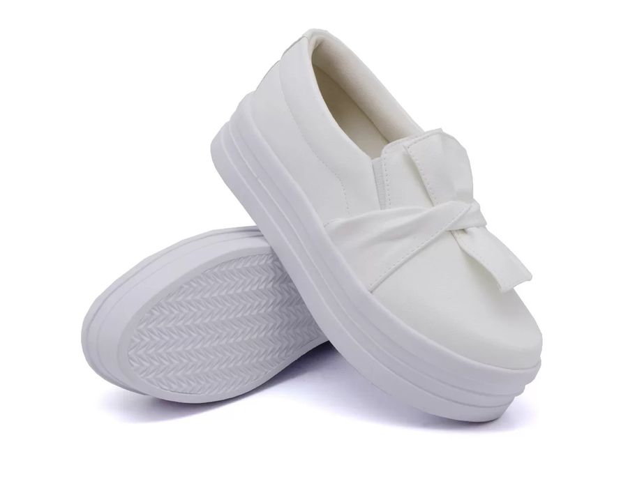 Tênis Dk Shoes Slip On Daya Laço Flat Form Branco