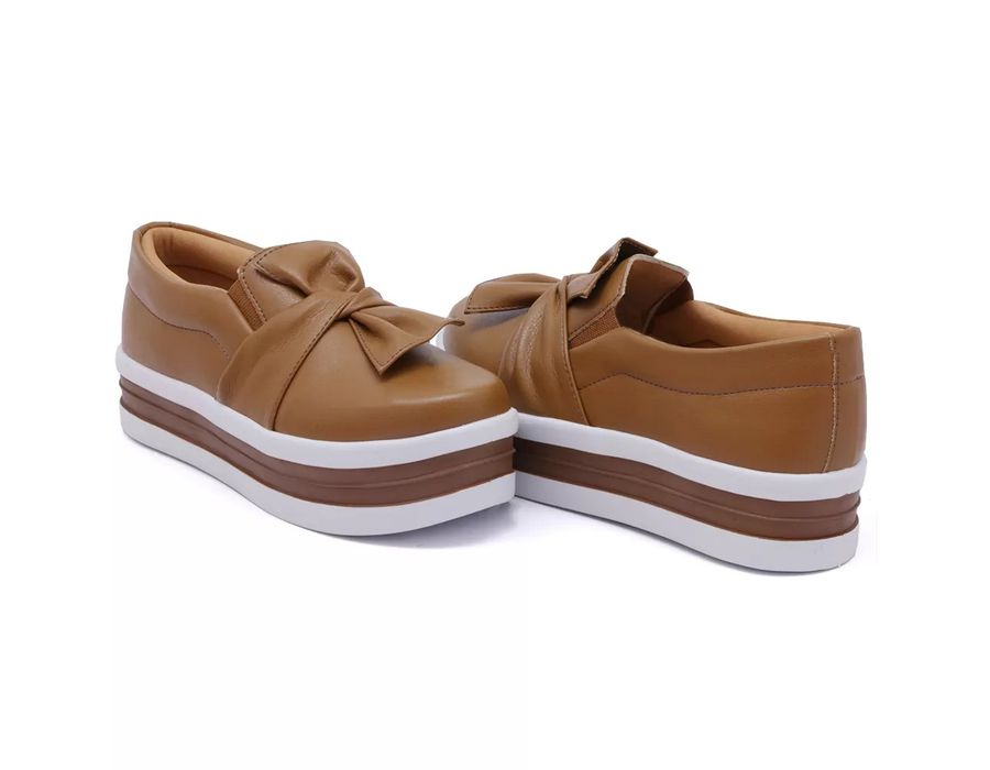 Tênis Dk Shoes Slip On Daya Laço Flat Form Caramelo