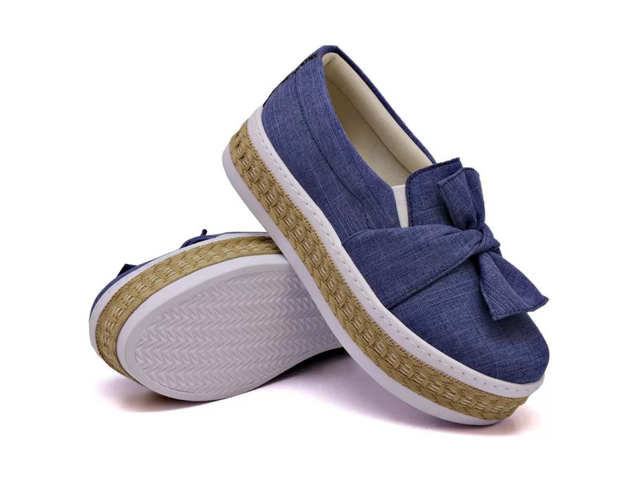 Tênis Dk Shoes Slip On Daya Laço Flat Form Jeans Claro