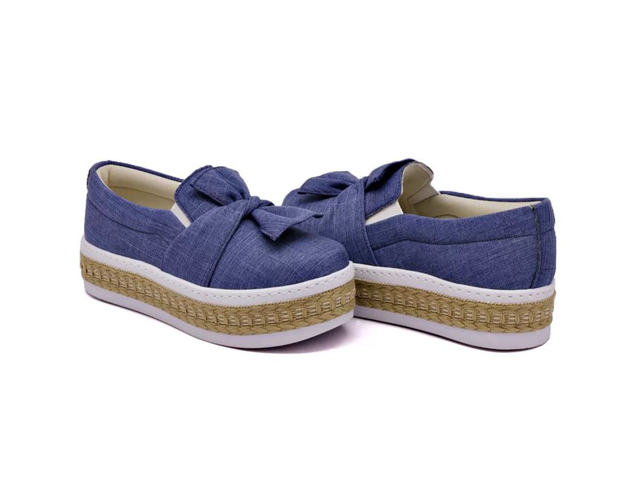 Tênis Dk Shoes Slip On Daya Laço Flat Form Jeans Claro