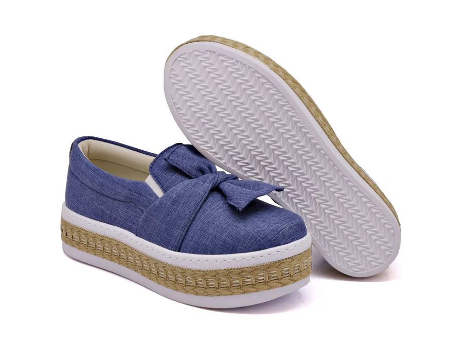 Tênis Dk Shoes Slip On Daya Laço Flat Form Jeans Claro