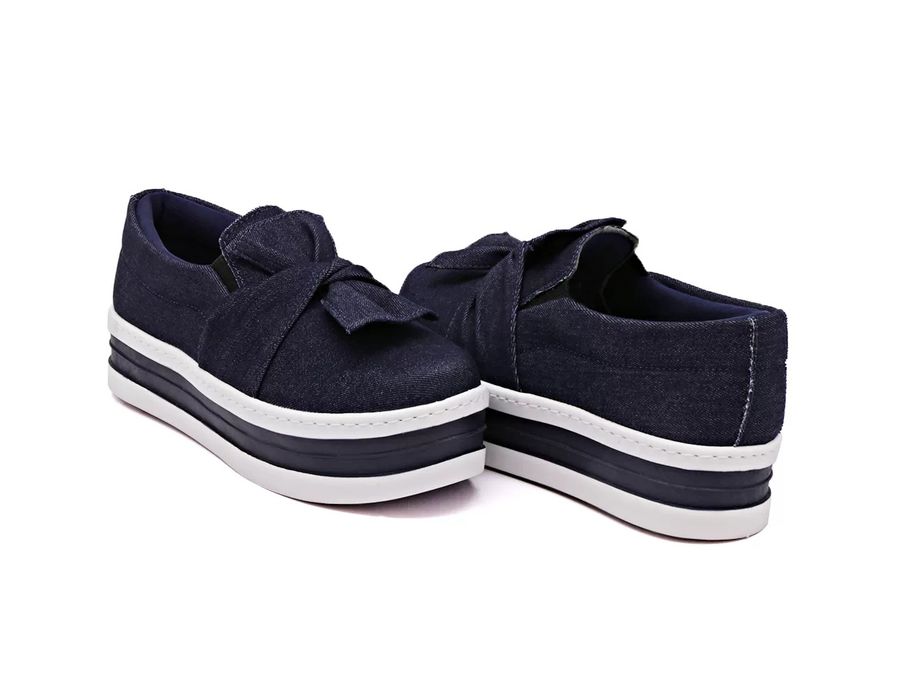 Tênis Dk Shoes Slip On Daya Laço Flat Form Jeans Escuro