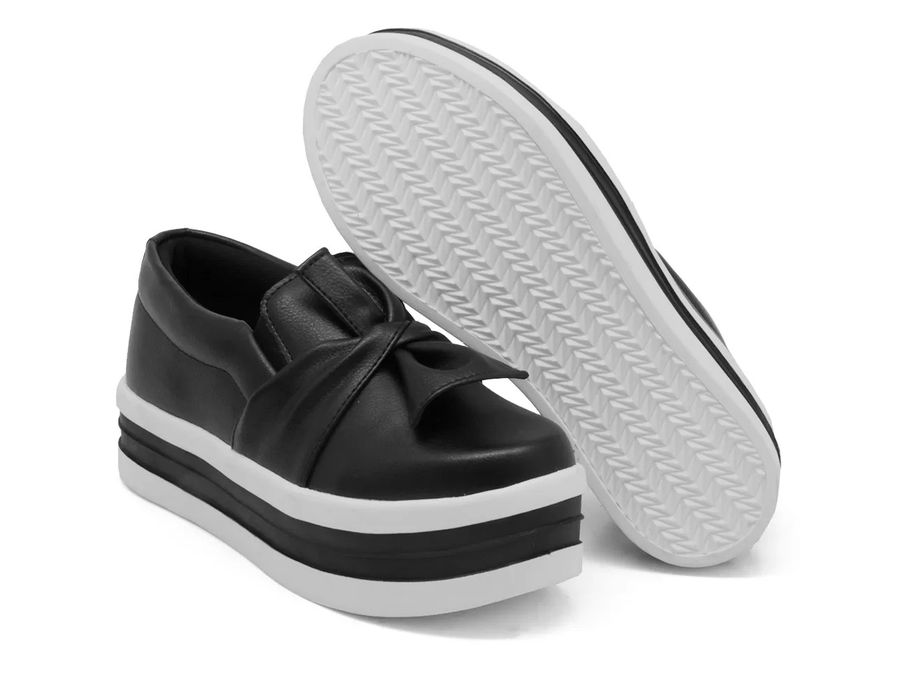 Tênis Dk Shoes Slip On Daya Laço Flat Form Preto