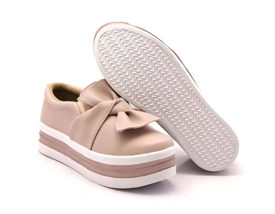Tênis Dk Shoes Slip On Daya Laço Flat Form Rose