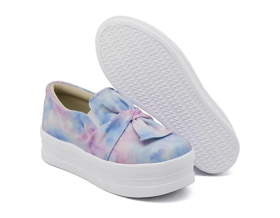 Tênis Dk Shoes Slip On Daya Laço Flat Form Tie Die