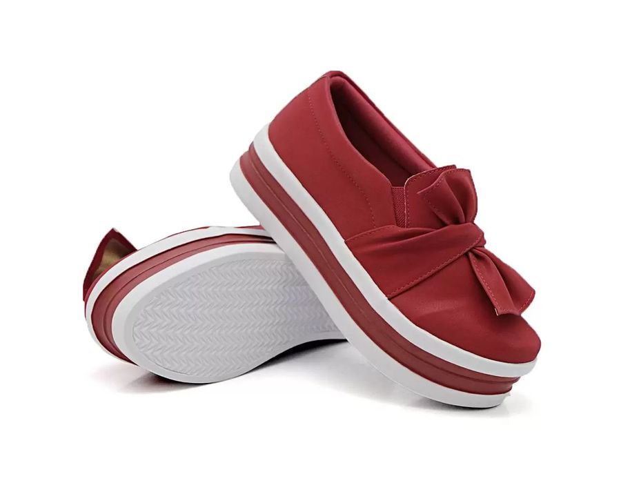 Tênis Dk Shoes Slip On Daya Laço Flat Form Vermelho