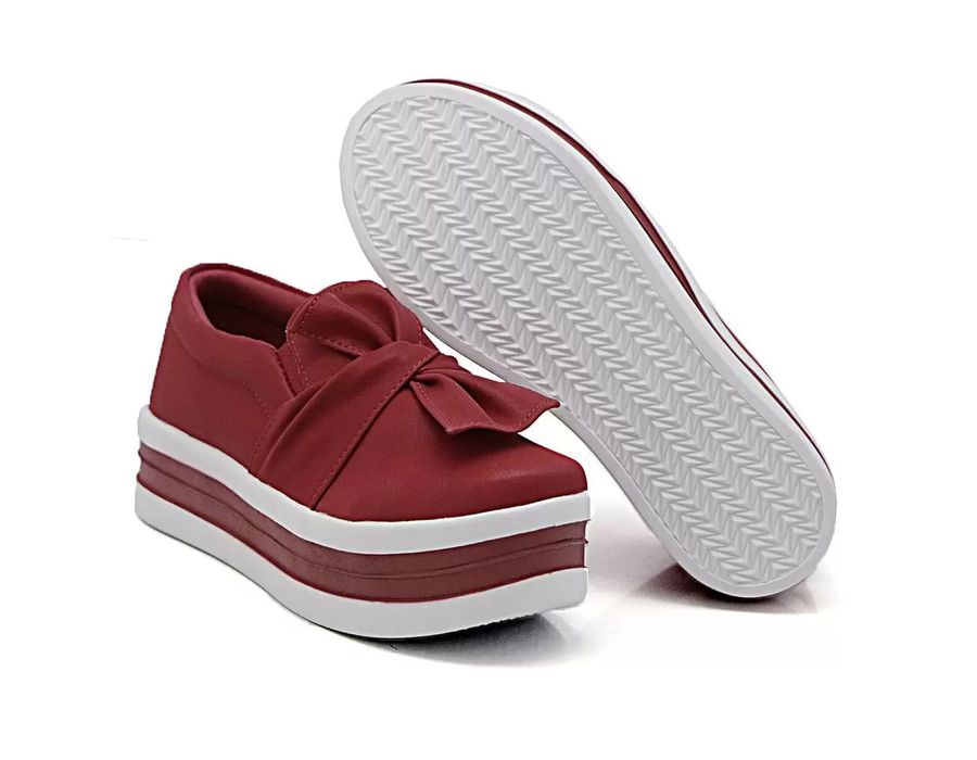 Tênis Dk Shoes Slip On Daya Laço Flat Form Vermelho