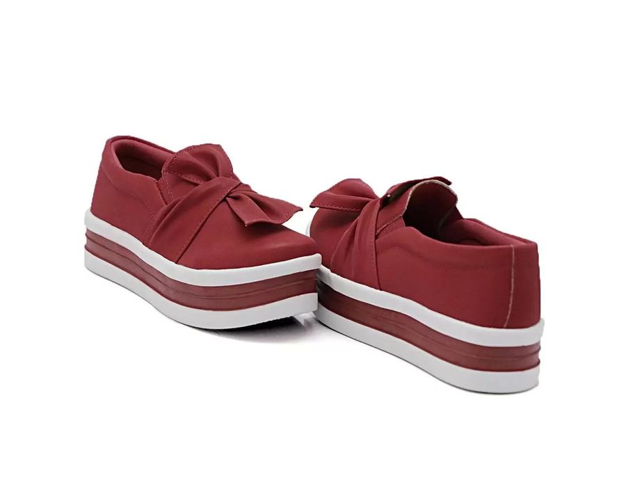 Tênis Dk Shoes Slip On Daya Laço Flat Form Vermelho