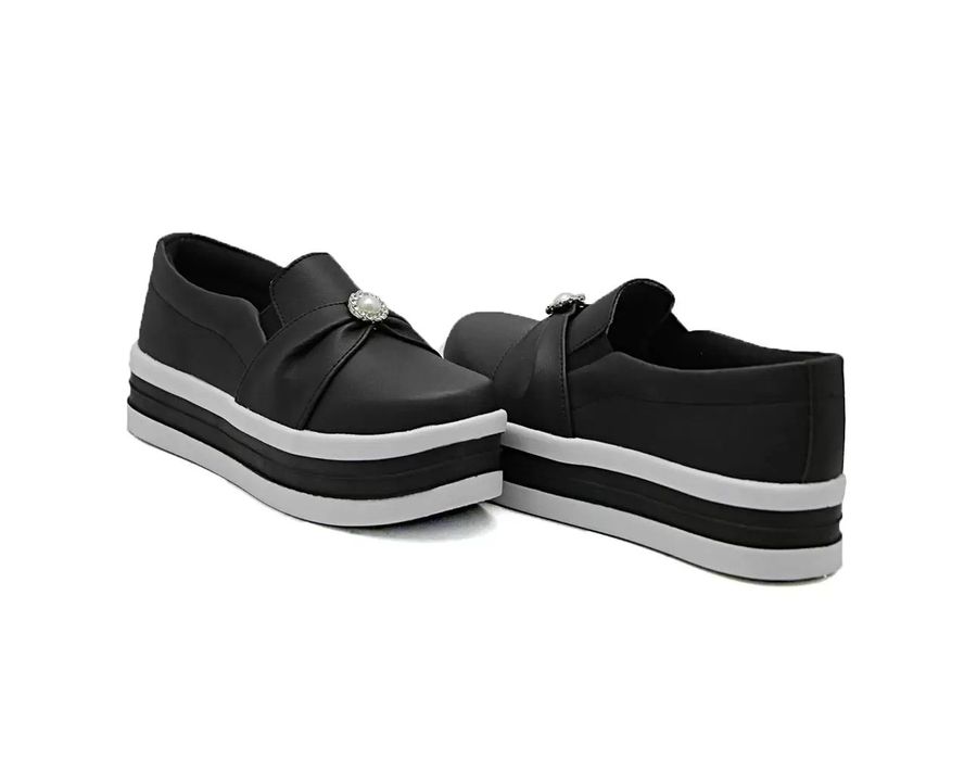 Tênis Slip On Dk Shoes Pérolas Plataforma Preto