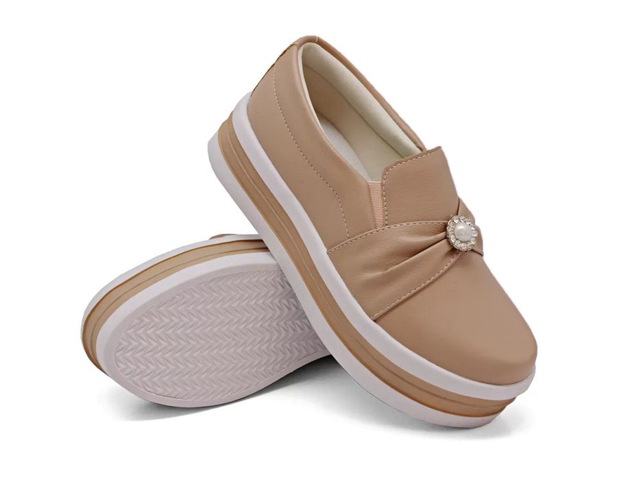 Tênis Slip On Dk Shoes Pérolas Plataforma Rose