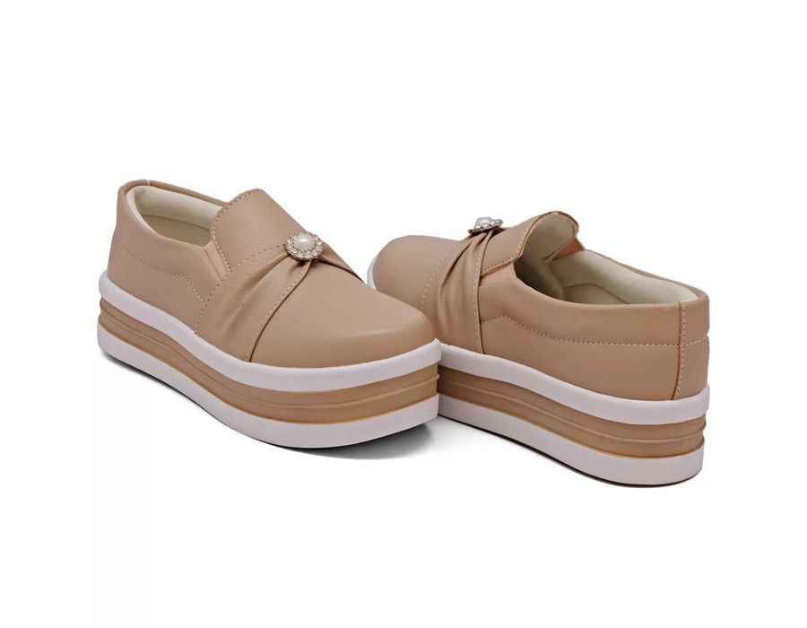 Tênis Slip On Dk Shoes Pérolas Plataforma Rose