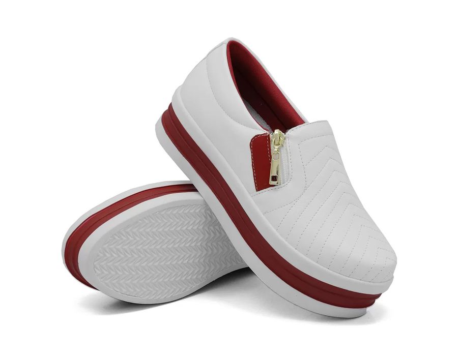 Tênis Slip on Zíper Costura Frontal Sola alta Dk Shoes Vermelho