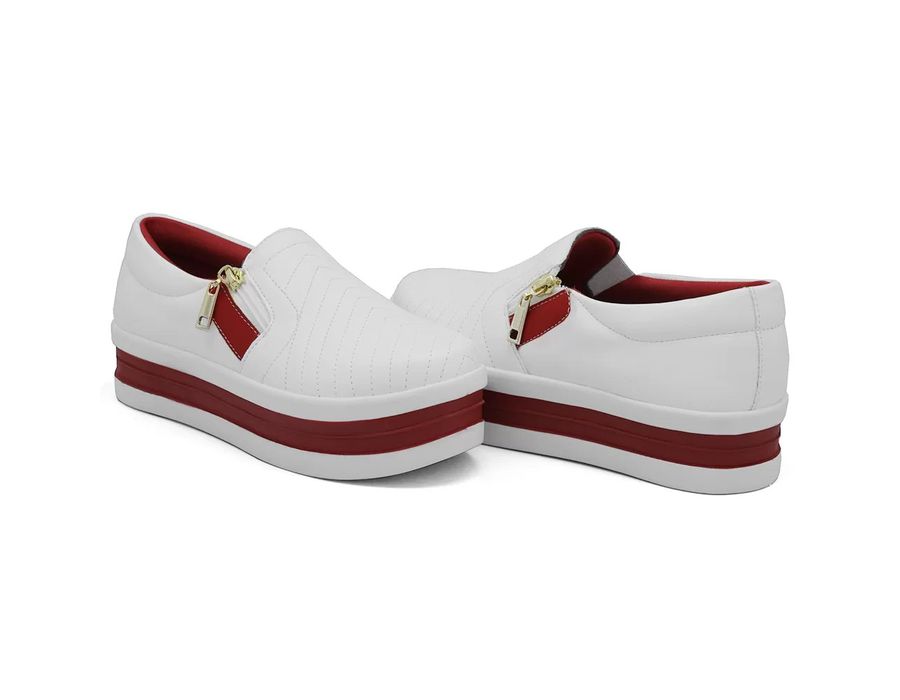 Tênis Slip on Zíper Costura Frontal Sola alta Dk Shoes Vermelho