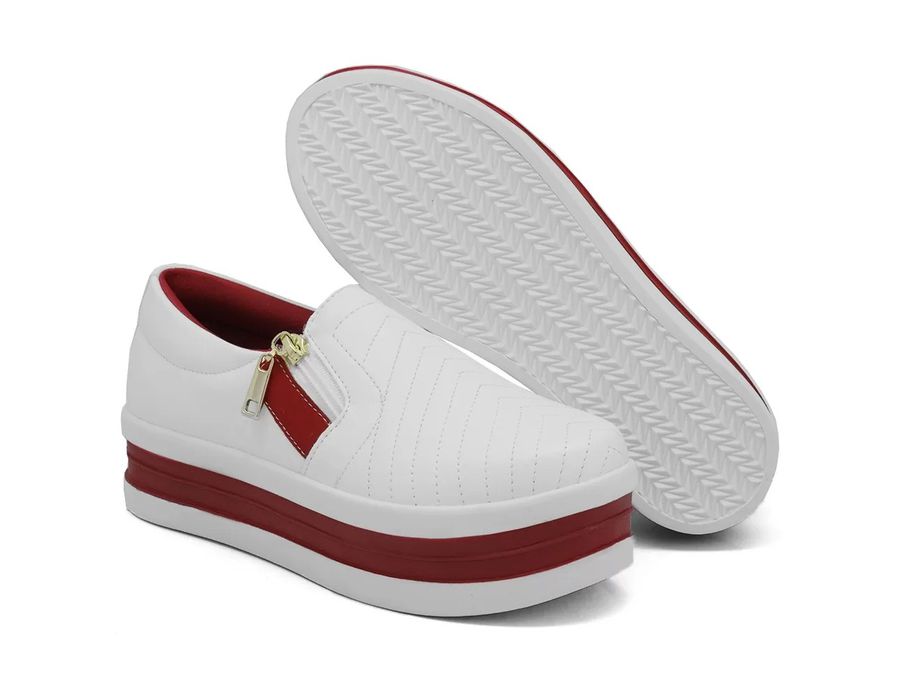 Tênis Slip on Zíper Costura Frontal Sola alta Dk Shoes Vermelho