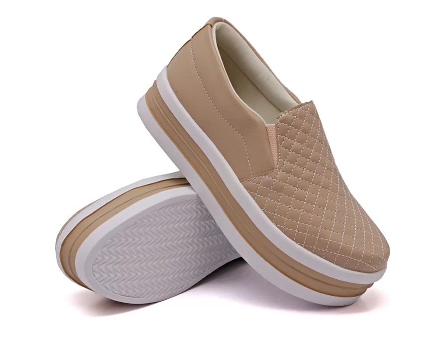 Tênis Dk Shoes Slip On Costura Matelassê Flat Form Ros