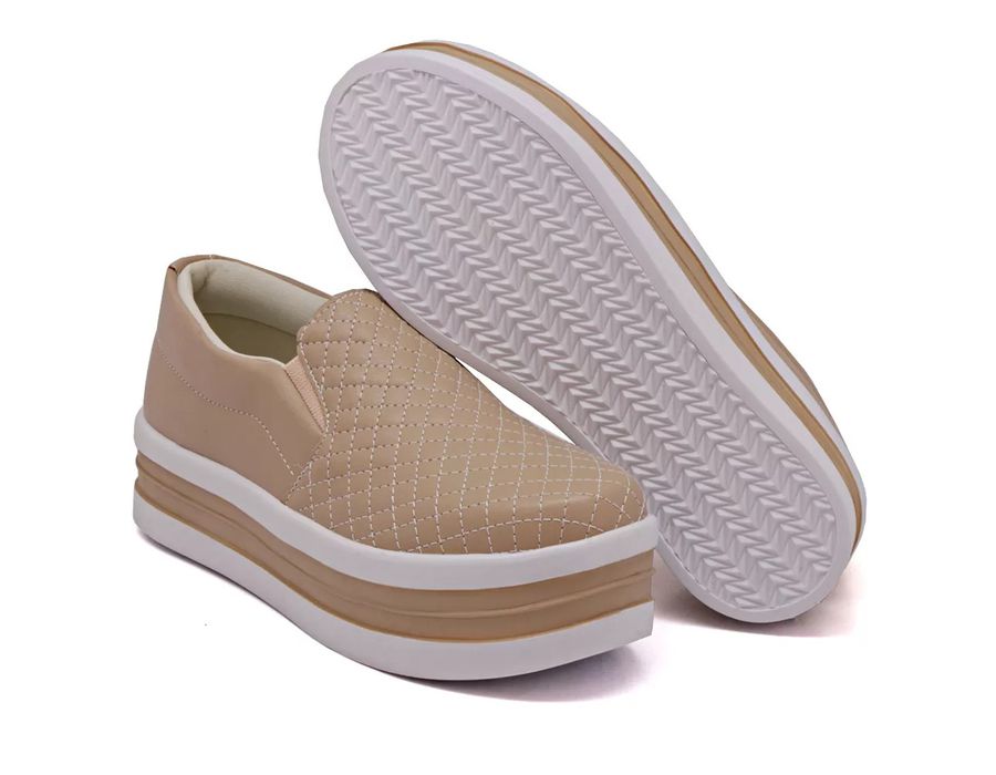 Tênis Dk Shoes Slip On Costura Matelassê Flat Form Ros
