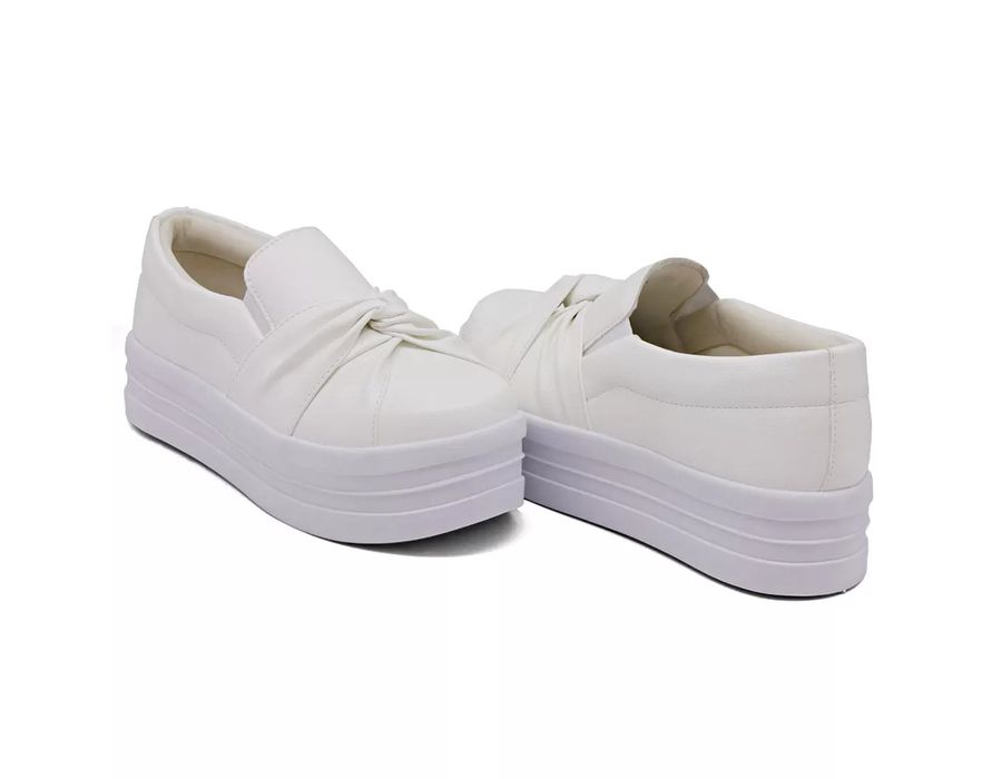 Tênis Slip On Calce Facil Nó Frontal Dk Shoes Flat Form Branco
