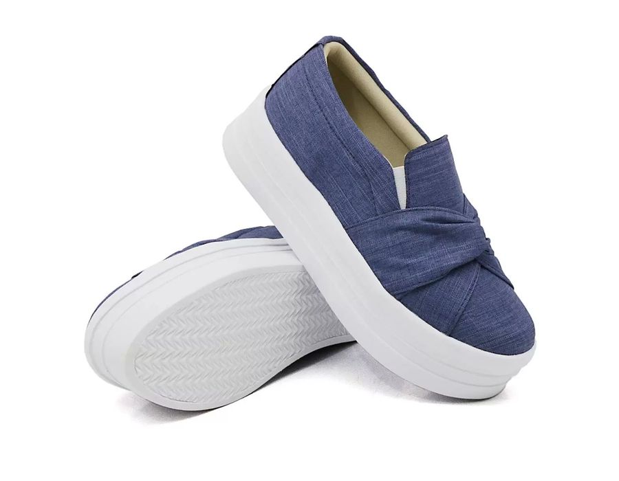 Tênis Slip On Nó Frontal Calce Fácil Dk Shoes Flat Form Jeans Claro
