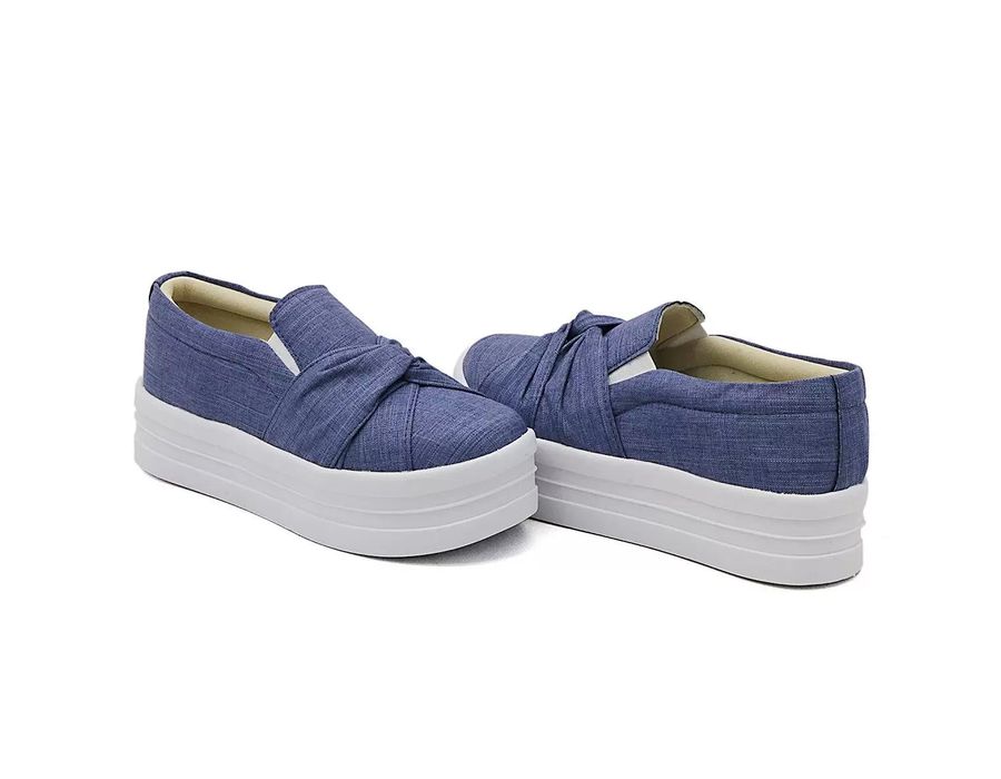 Tênis Slip On Nó Frontal Calce Fácil Dk Shoes Flat Form Jeans Claro