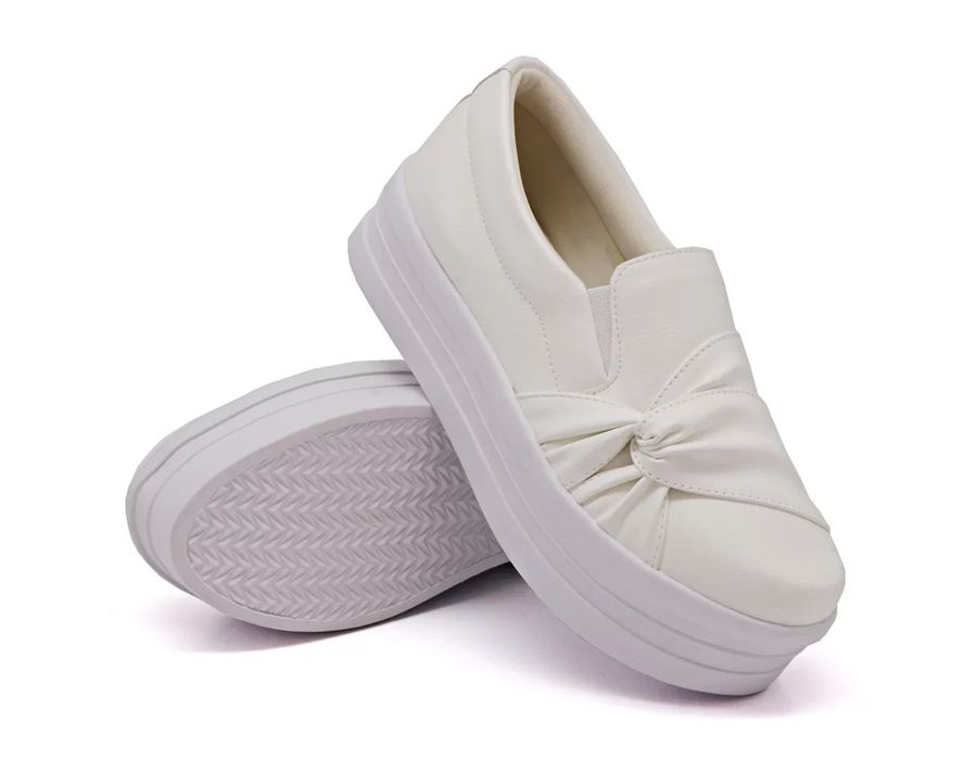Tênis Dk shoes Slip On Nó Lateral Sola Alta Branco