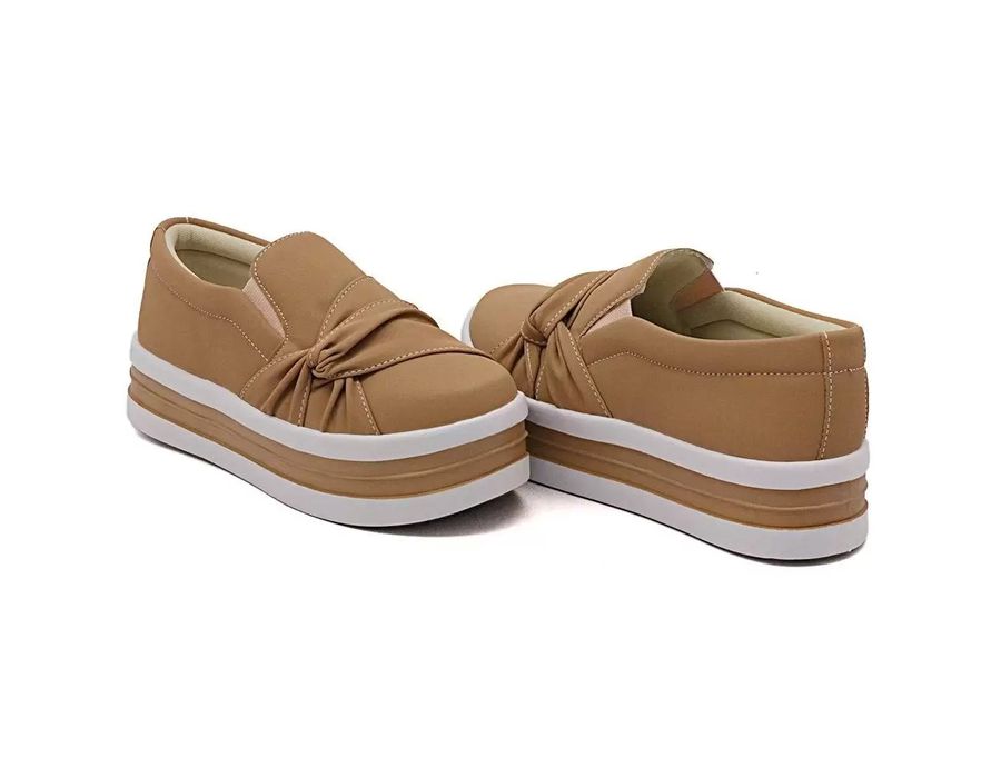 Tênis Dk shoes Slip On Nó Lateral Sola Alta Caramelo