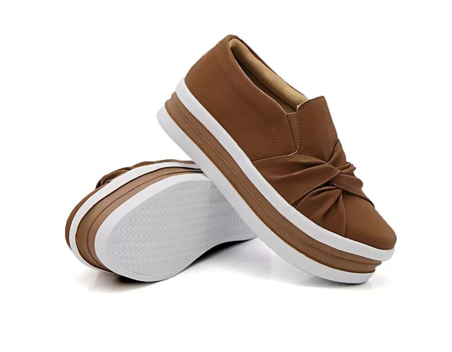 Tênis Dk shoes Slip On Nó Lateral Sola Alta Chocolate