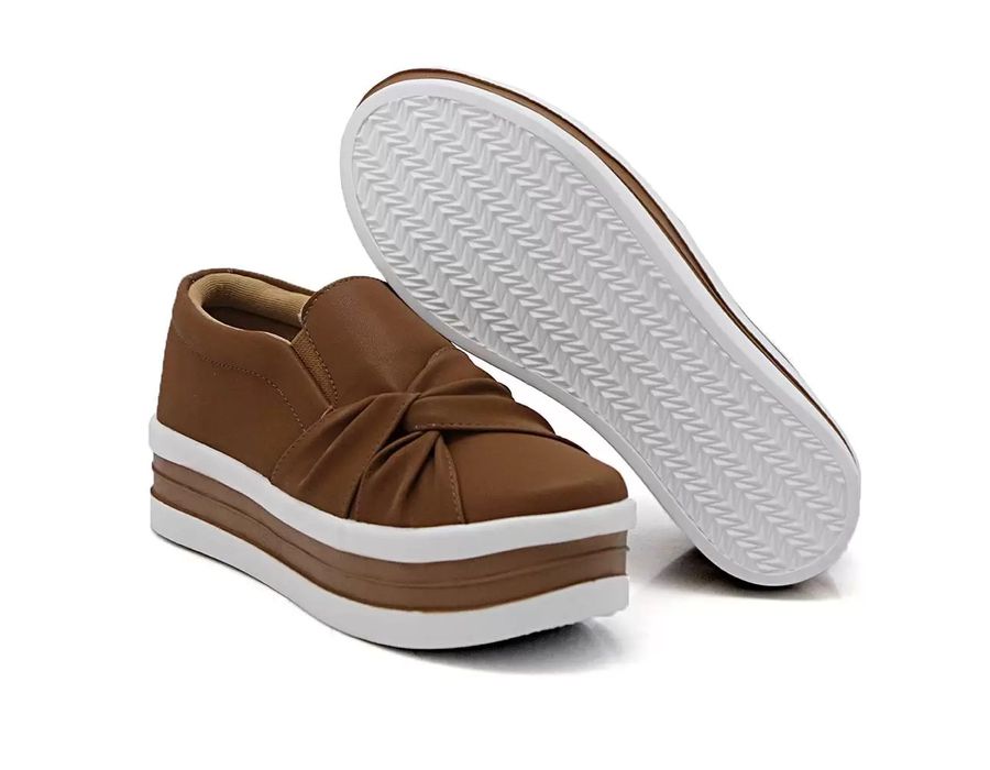 Tênis Dk shoes Slip On Nó Lateral Sola Alta Chocolate