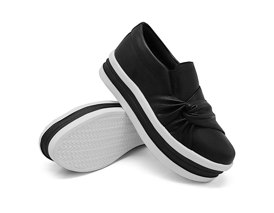 Tênis Dk shoes Slip On Nó Lateral Sola Alta Preto
