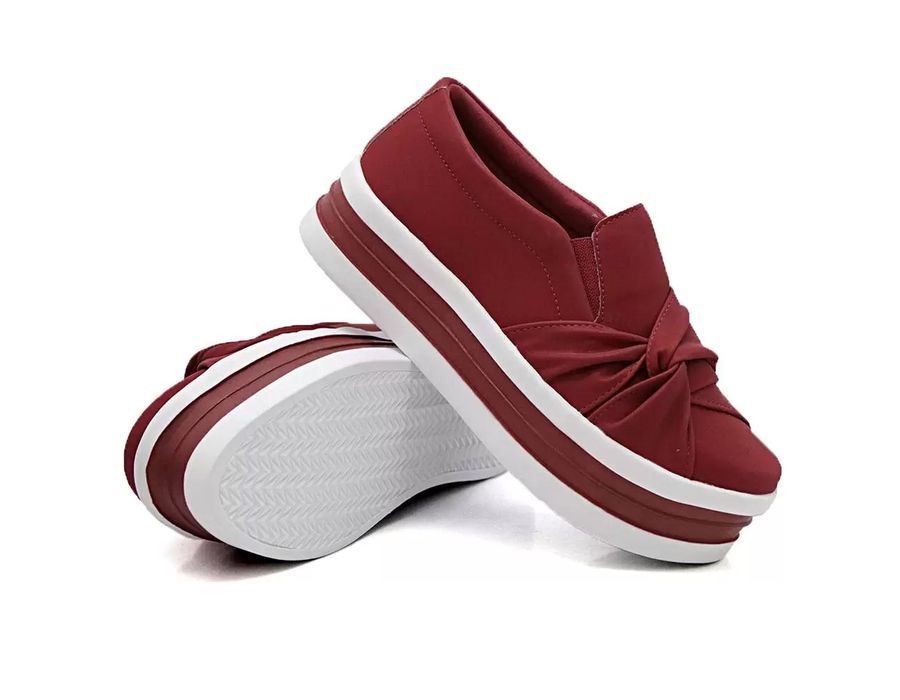 Tênis Dk shoes Slip On Nó Lateral Sola Alta Vermelho