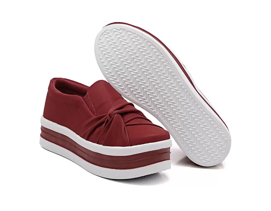 Tênis Dk shoes Slip On Nó Lateral Sola Alta Vermelho