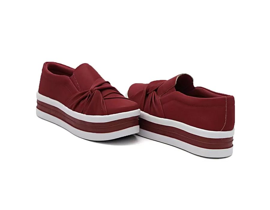 Tênis Dk shoes Slip On Nó Lateral Sola Alta Vermelho