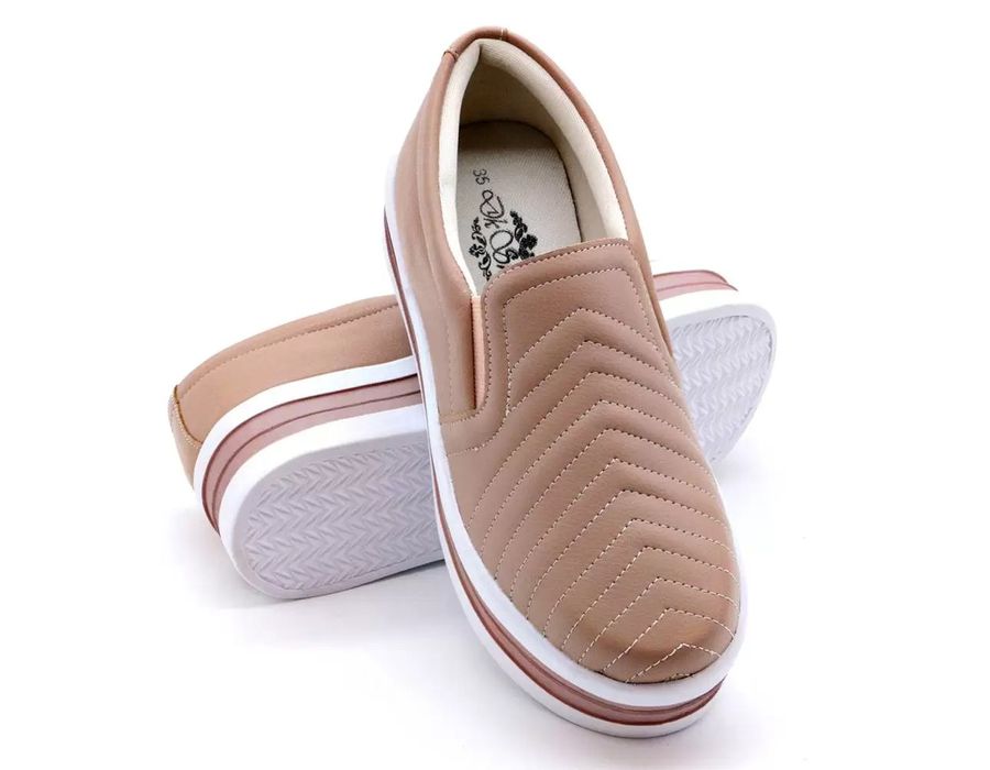 Tênis Slip On Costura Frontal Flat Form Dk Shoes Rose